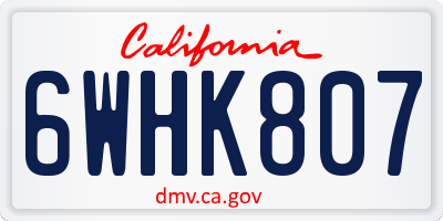 CA license plate 6WHK807
