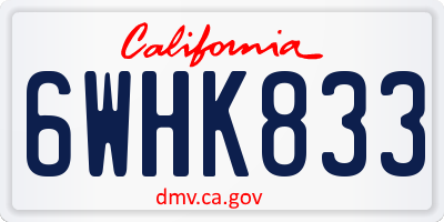 CA license plate 6WHK833