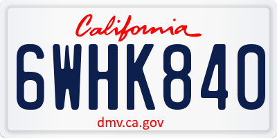 CA license plate 6WHK840