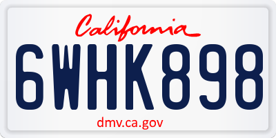 CA license plate 6WHK898