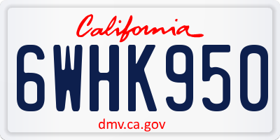 CA license plate 6WHK950