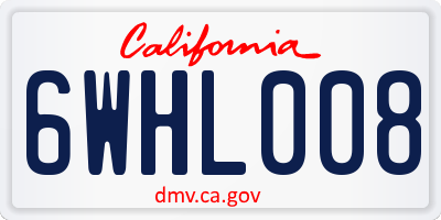 CA license plate 6WHL008