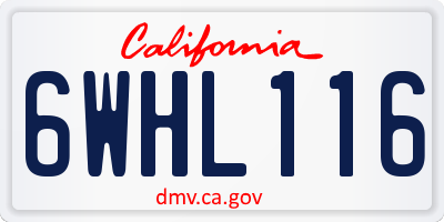 CA license plate 6WHL116