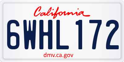 CA license plate 6WHL172