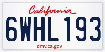 CA license plate 6WHL193