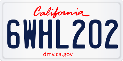 CA license plate 6WHL202
