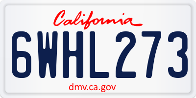 CA license plate 6WHL273