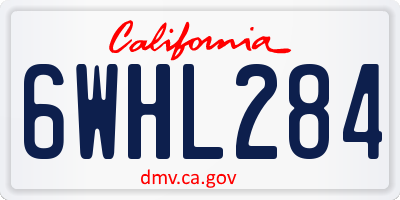 CA license plate 6WHL284