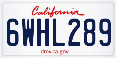 CA license plate 6WHL289