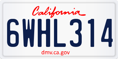 CA license plate 6WHL314
