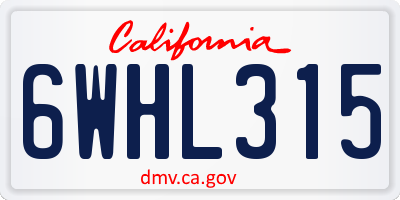 CA license plate 6WHL315