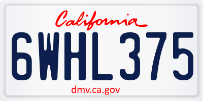 CA license plate 6WHL375