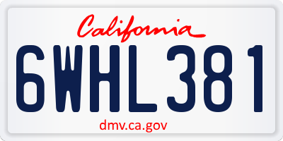 CA license plate 6WHL381