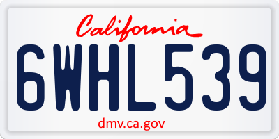 CA license plate 6WHL539