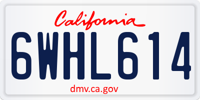 CA license plate 6WHL614