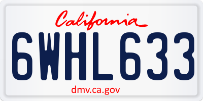 CA license plate 6WHL633