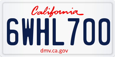 CA license plate 6WHL700