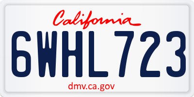 CA license plate 6WHL723