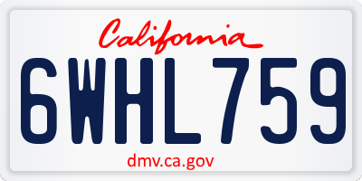 CA license plate 6WHL759
