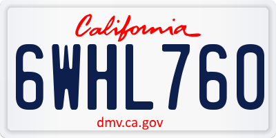 CA license plate 6WHL760