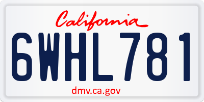 CA license plate 6WHL781