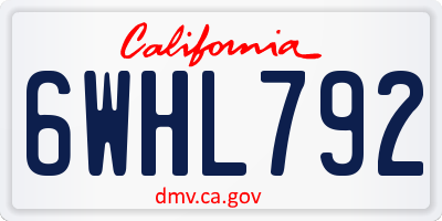 CA license plate 6WHL792