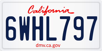 CA license plate 6WHL797