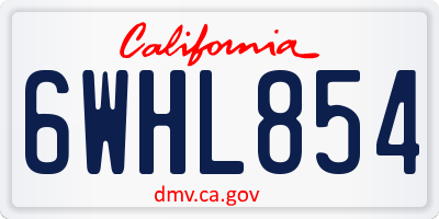 CA license plate 6WHL854