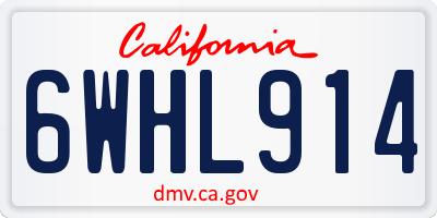 CA license plate 6WHL914