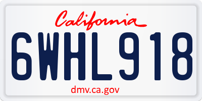 CA license plate 6WHL918