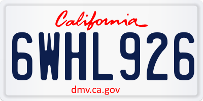 CA license plate 6WHL926