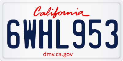 CA license plate 6WHL953