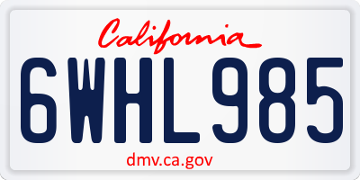 CA license plate 6WHL985