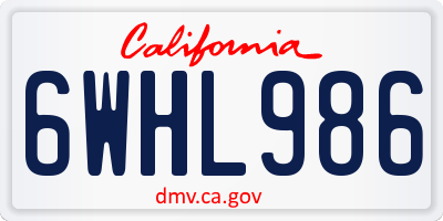 CA license plate 6WHL986