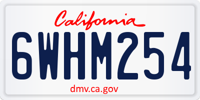 CA license plate 6WHM254