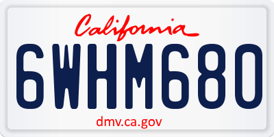 CA license plate 6WHM680
