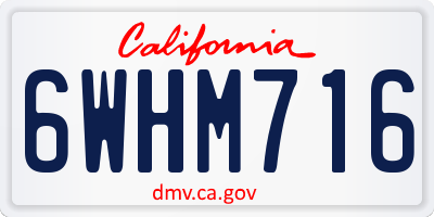CA license plate 6WHM716
