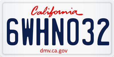 CA license plate 6WHN032