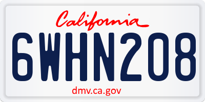 CA license plate 6WHN208