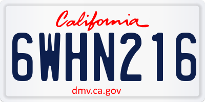 CA license plate 6WHN216