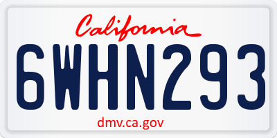 CA license plate 6WHN293