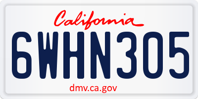 CA license plate 6WHN305