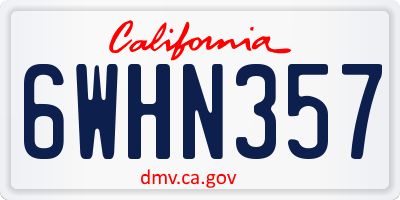 CA license plate 6WHN357
