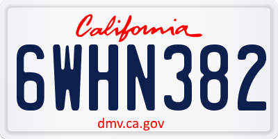 CA license plate 6WHN382
