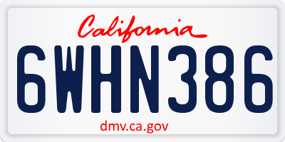 CA license plate 6WHN386