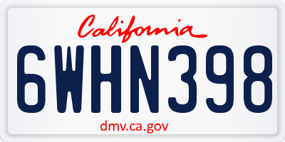 CA license plate 6WHN398