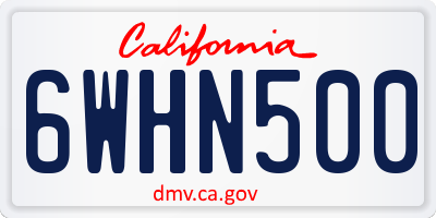 CA license plate 6WHN500
