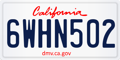 CA license plate 6WHN502
