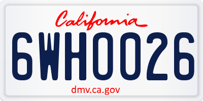 CA license plate 6WHO026