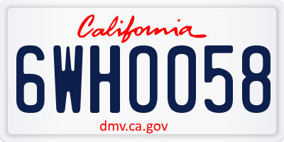 CA license plate 6WHO058